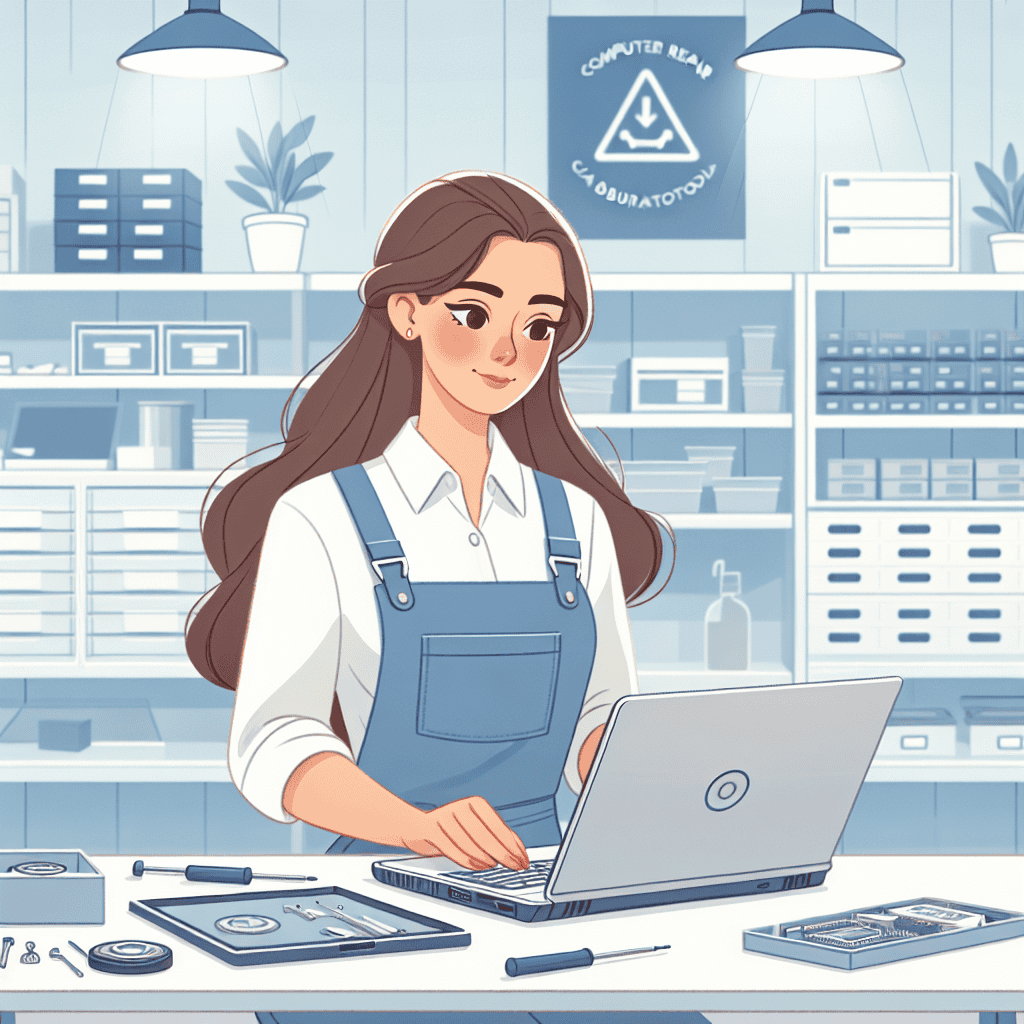 טכנאי מקצועי בודק מחשב נייד פתוח במעבדת תיקון מחשבים ניידים בראשון לציון, מוקף בכלים וחלקי חילוף מתקדמים – מתאים לשירותי תיקון לנובו, דל, asus ו-HP.