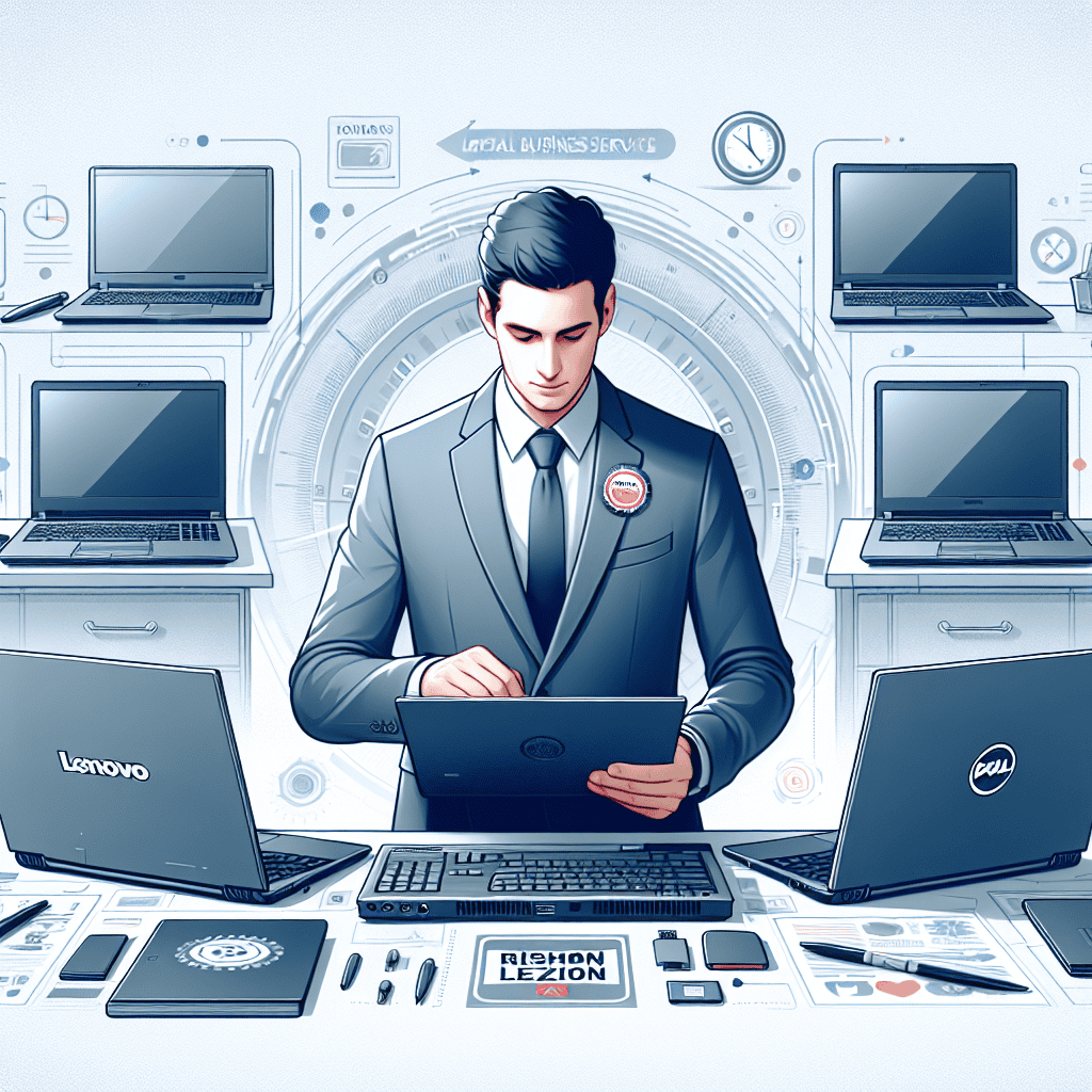 טכנאי מקצועי מבצע תיקון מחשבים ניידים לעסקים במעבדה בראשון לציון, בודק לפטופ של לנובו לצד מחשבים ניידים מסוג DELL, ASUS ו-HP. שירות תיקון מקצועי ומהיר למחשבים ניידים לעסקים.